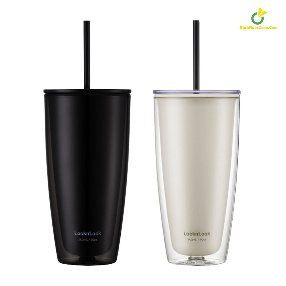 Ly nhựa Lock&Lock 2 lớp kèm ống hút HAP507 750ml