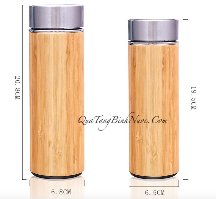 Bình Giữ Nhiệt Vỏ Tre in logo Binhnuocteen 1