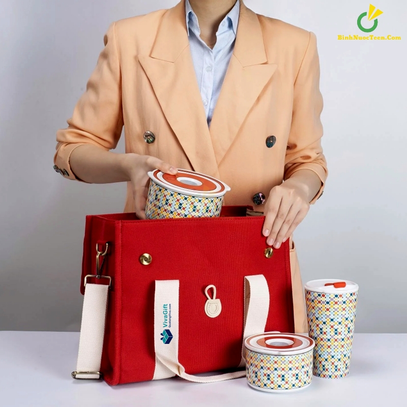 Túi Vải Canvas Có Quai Đeo 24 x 17.5 x27 cm TVC013 In Logo 6
