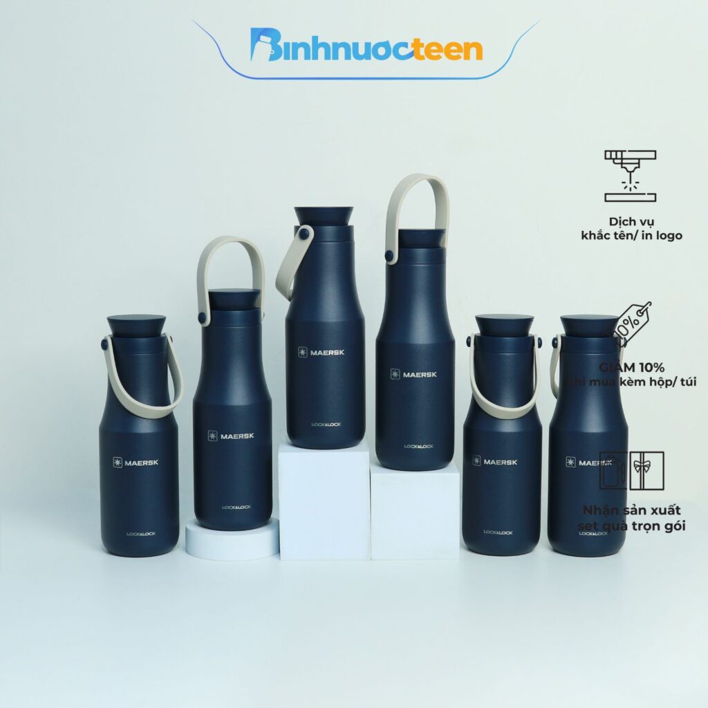 Bình Giữ Nhiệt LocknLock 470ml Có Quai Xách LHC4202 Metro Double