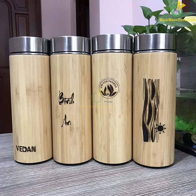 Bình giữ nhiệt vỏ tre khắc tên, khắc logo theo yêu cầu 28