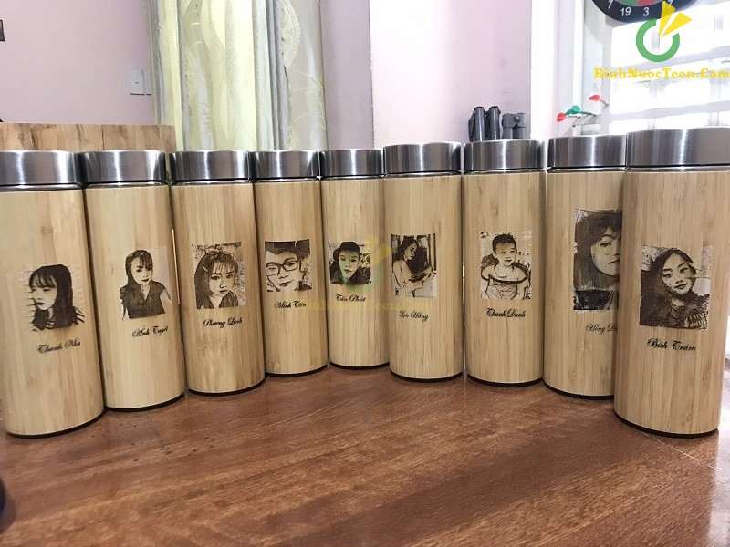 Bình giữ nhiệt vỏ tre khắc tên, khắc logo theo yêu cầu 19