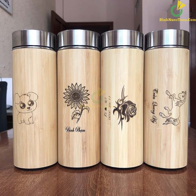 Bình giữ nhiệt vỏ tre khắc tên, khắc logo theo yêu cầu 39