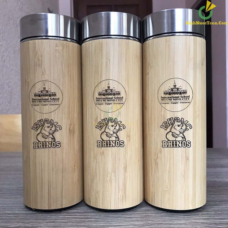 Bình giữ nhiệt vỏ tre khắc tên, khắc logo theo yêu cầu 25