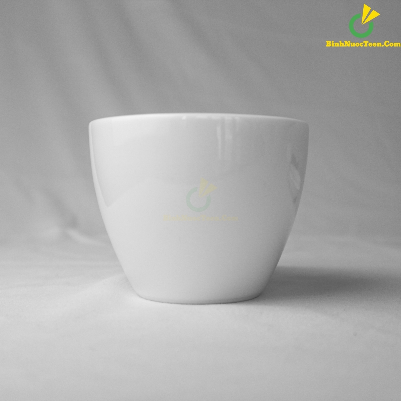 Bộ Ly Sứ Café Trắng Dáng Đức Cappuccino LS117 In Logo Theo Yêu Cầu