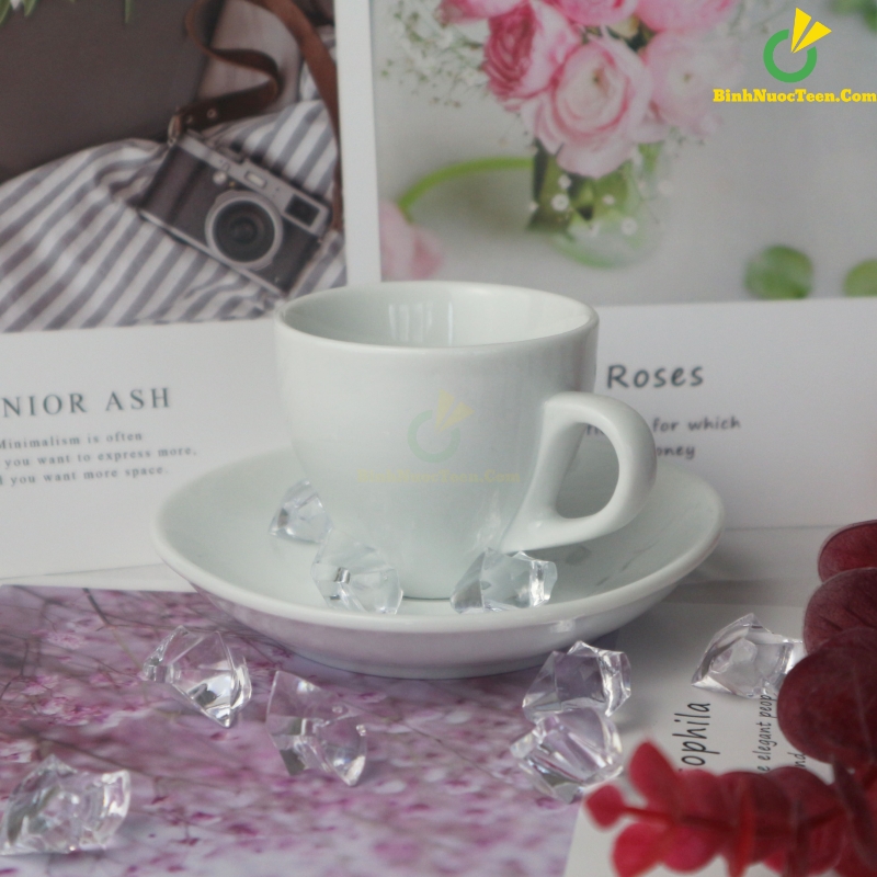 Bộ Ly Sứ Trắng Espresso 2 LS120 In Logo Theo Yêu Cầu