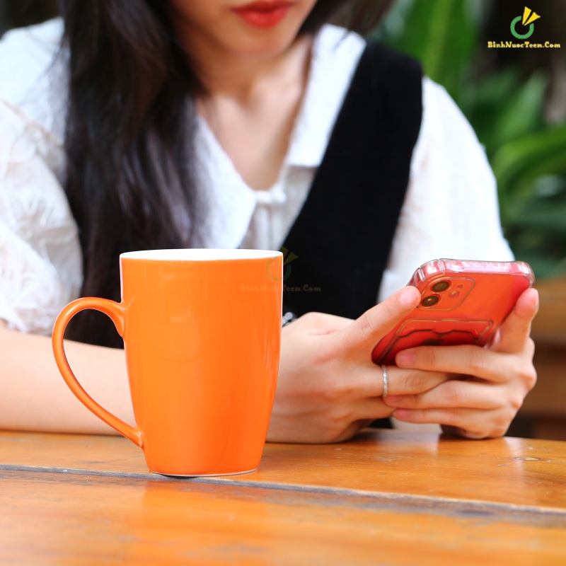 Ly Sứ Bát Tràng Dáng Thóp Trắng LS104 In Logo Theo Yêu Cầu
