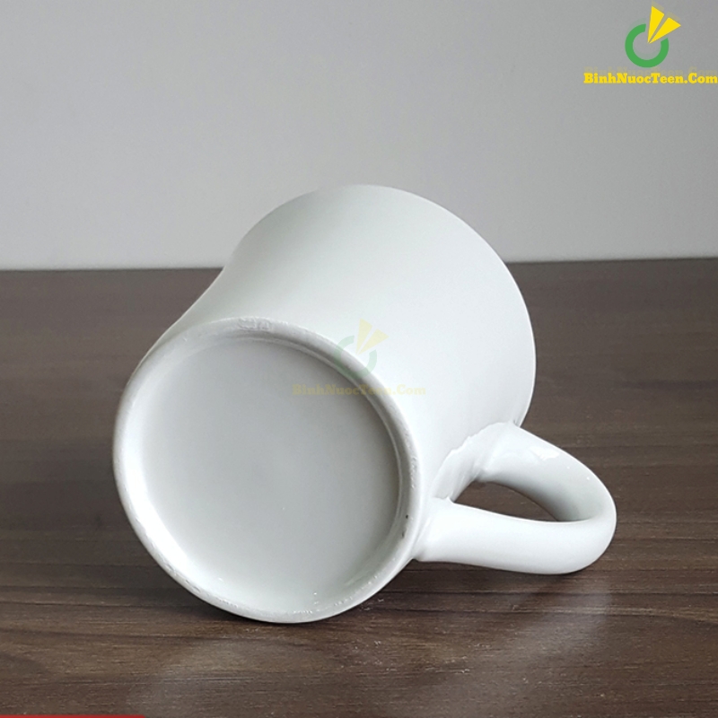 Ly Sứ Bát Tràng Trắng Dáng Eo Có Chân LS113 In Logo Theo Yêu Cầu
