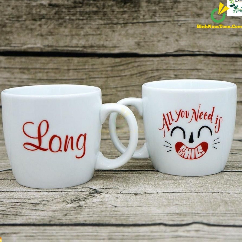 Ly Sứ Bát Tràng Trắng Dáng Tròn Lùn LS112 In Logo Theo Yêu Cầu