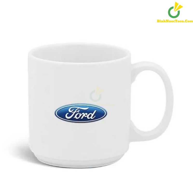 Ly Sứ Bát Tràng Trắng Dáng Tròn Lùn LS112 In Logo Theo Yêu Cầu