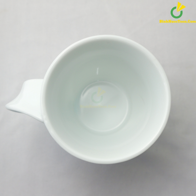 Ly Sứ Bát Tràng Trắng Quai Xoắn LS115 In Logo Theo Yêu Cầu
