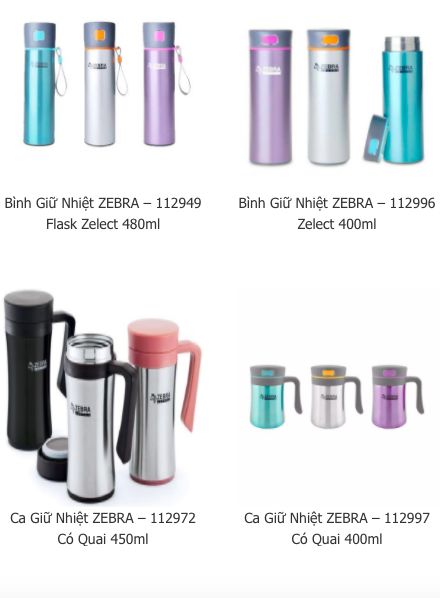 bỉnh giữ nhiệt zebra làm quà tặng 