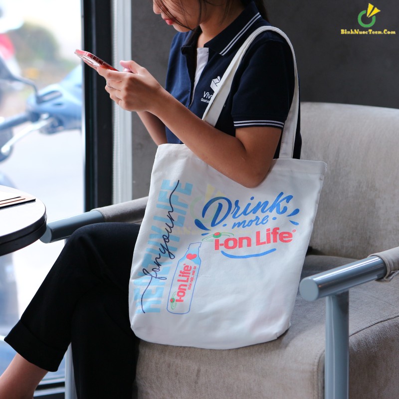 Túi Vải Canvas Chặt Đáy TVC05-1 In Logo I-On Life 5