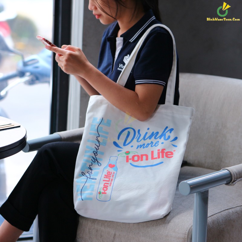 Túi Vải Canvas Chặt Đáy TVC05-1 In Logo I-On Life 3