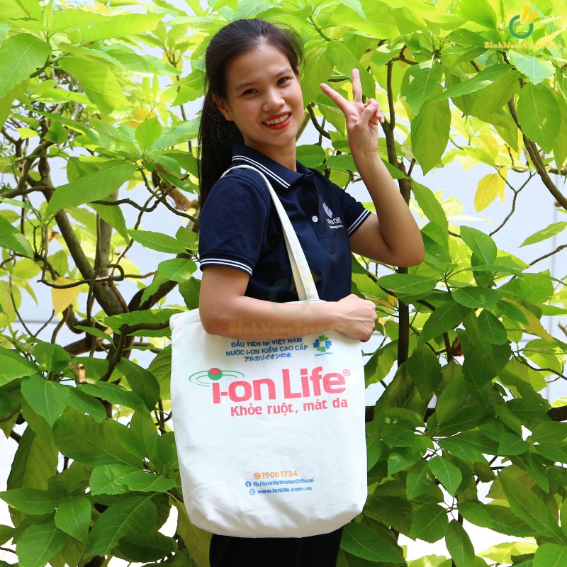Túi Vải Canvas Chặt Đáy TVC05-1 In Logo I-On Life 2