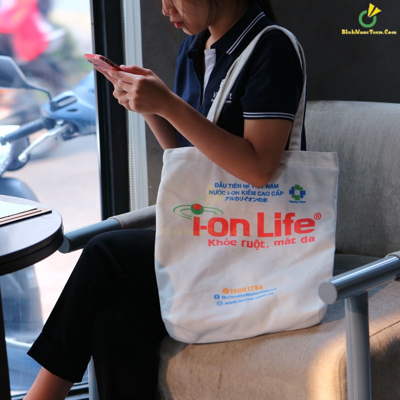 Túi Vải Canvas Chặt Đáy TVC05-1 In Logo I-On Life 9