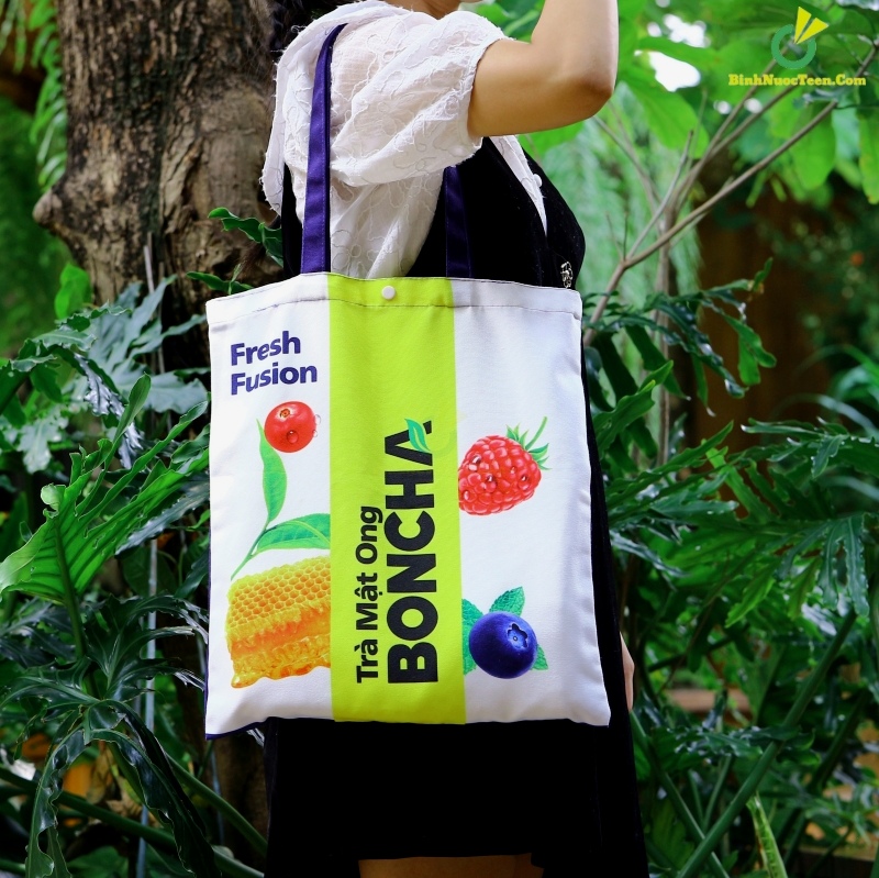 Túi Vải Canvas Có Nút Bấm Nhựa TVC12-1 In Logo Boncha 5