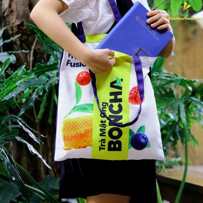 Túi Vải Canvas Có Nút Bấm Nhựa TVC12-1 In Logo Boncha 11