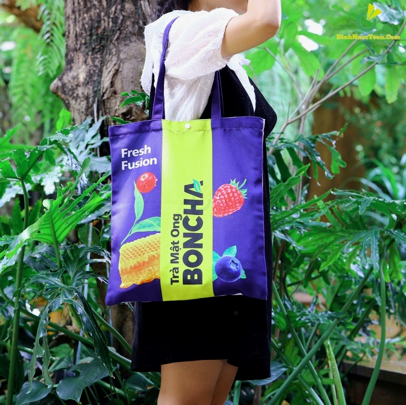 Túi Vải Canvas Có Nút Bấm Nhựa TVC12-1 In Logo Boncha 7