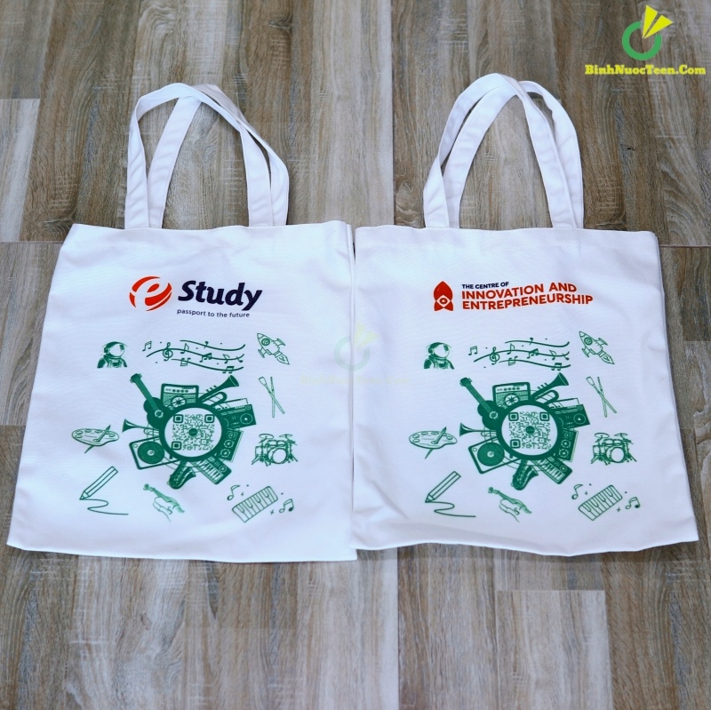 Túi Vải Canvas Có Quai Xách TVC01-10 In Logo Study 10