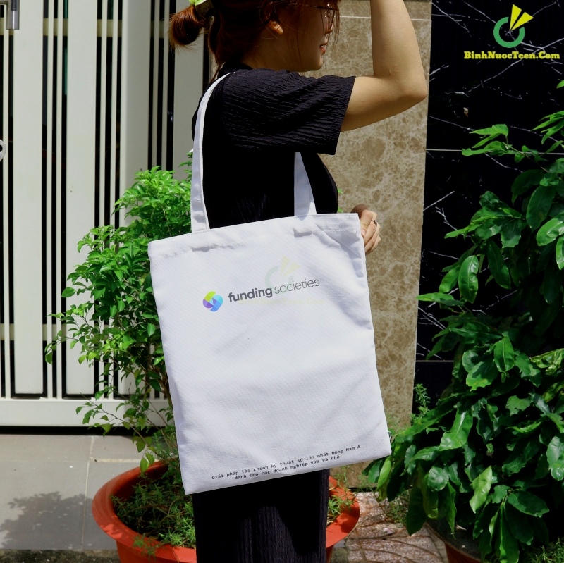 Túi Vải Canvas Có Quai Xách TVC01-8 In Logo Funding Societies 10