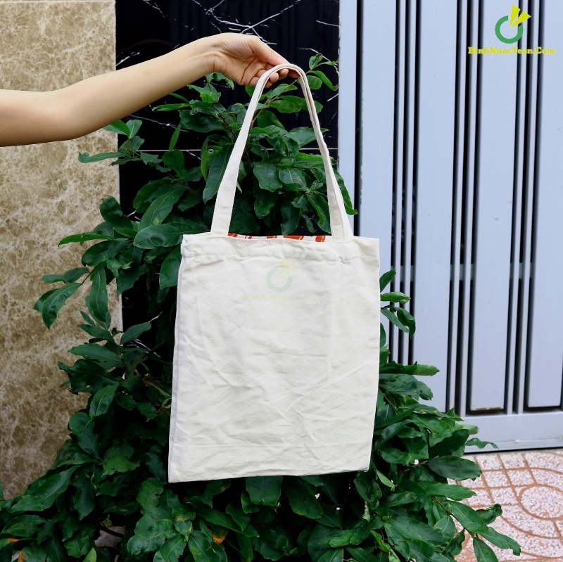 Túi vải Canvas Có Túi Con & Nút Bấm TVC09 In Logo 3