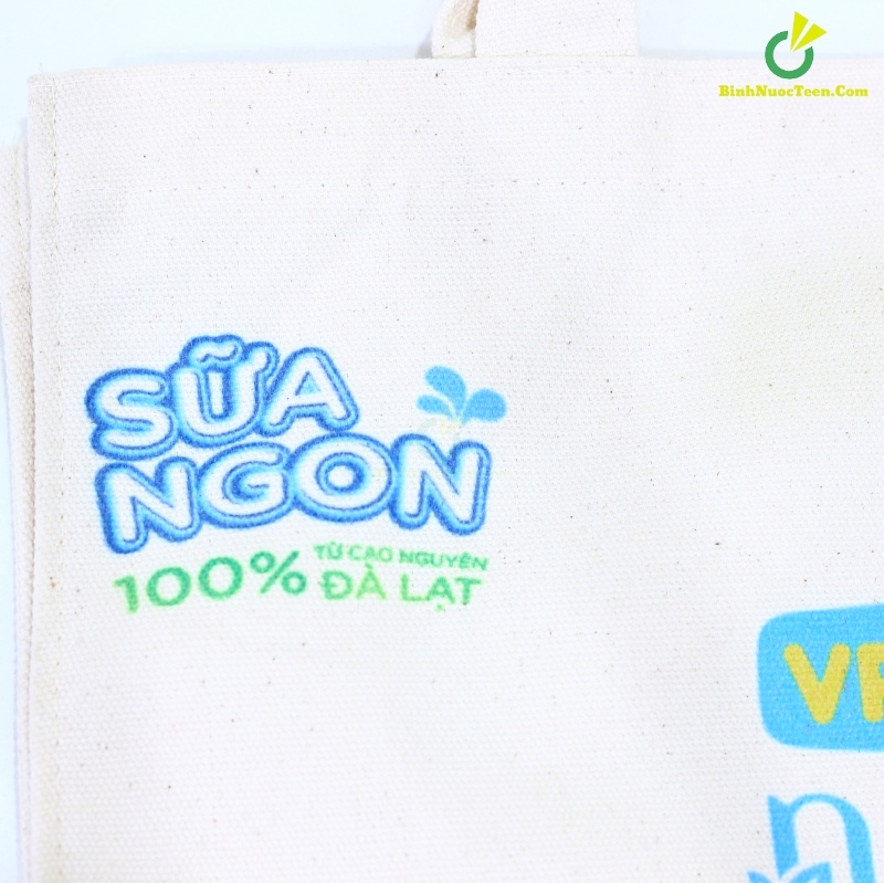 Túi Vải Canvas Dạng Hộp TVC06-3 In Logo Túi Sữa Ngon Đà Lạt Màu Trắng 6