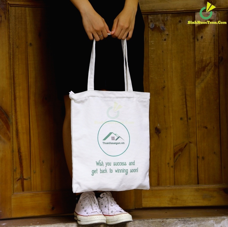 Túi Vải Tote Có Quai Đeo & Khoá Kéo TVC02-1 In Logo Thue Nha 7