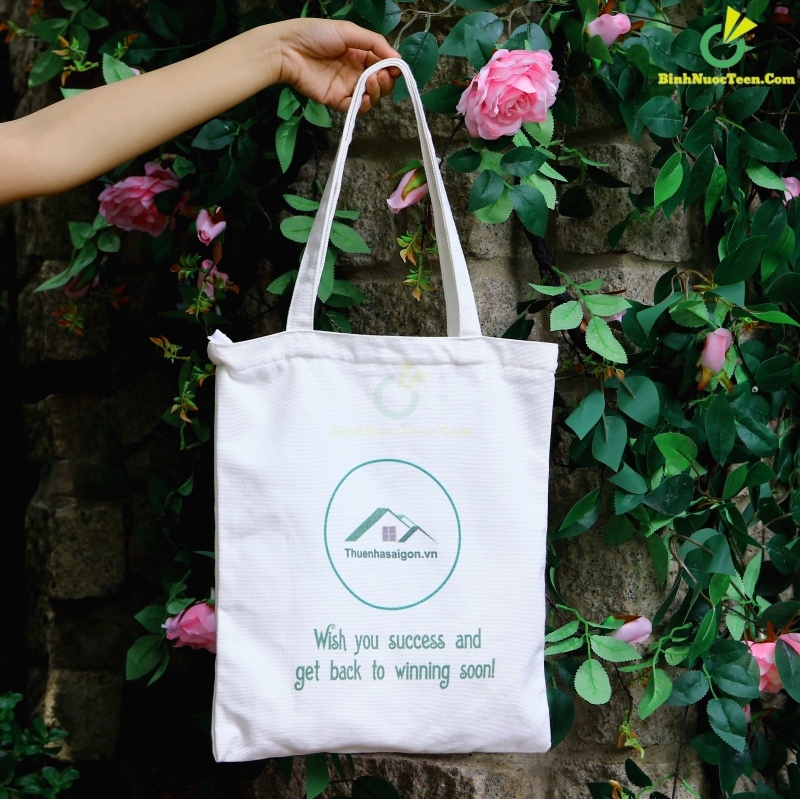 Túi Vải Tote Có Quai Đeo & Khoá Kéo TVC02-1 In Logo Thue Nha 10