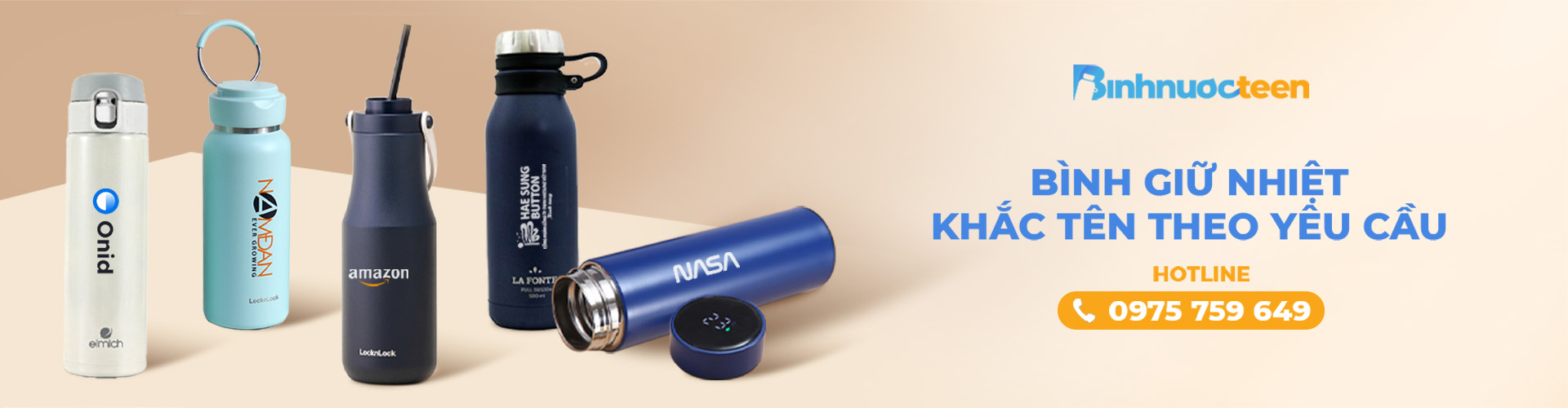 Bình giữ nhiệt khắc tên, khắc logo theo yêu cầu, giá rẻ