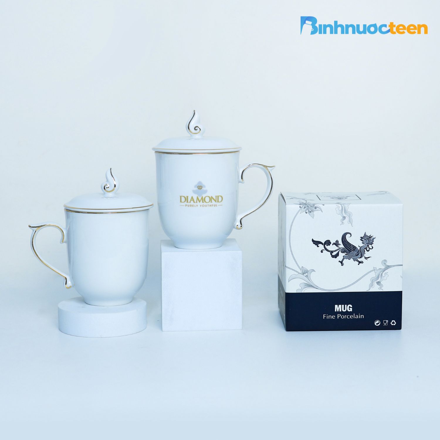 Ly sứ Minh Long in logo, quà tặng doanh nghiệp cao cấp