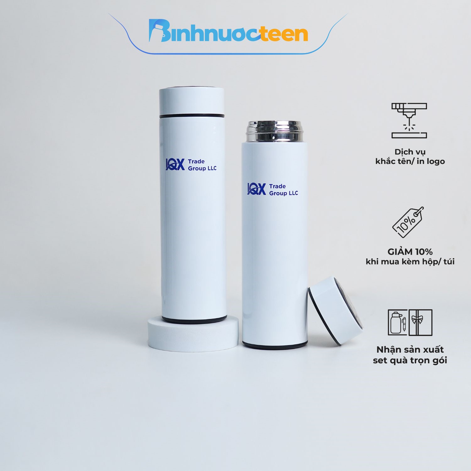 Bình nước giữ nhiệt có hiển thị nhiệt độ - Binhnuocteen.com