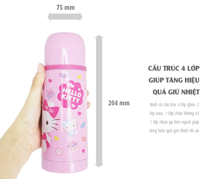 9. Bình Giữ Nhiệt Lock&Lock Hello Kitty Lovely Dot HKT302W (350ml)