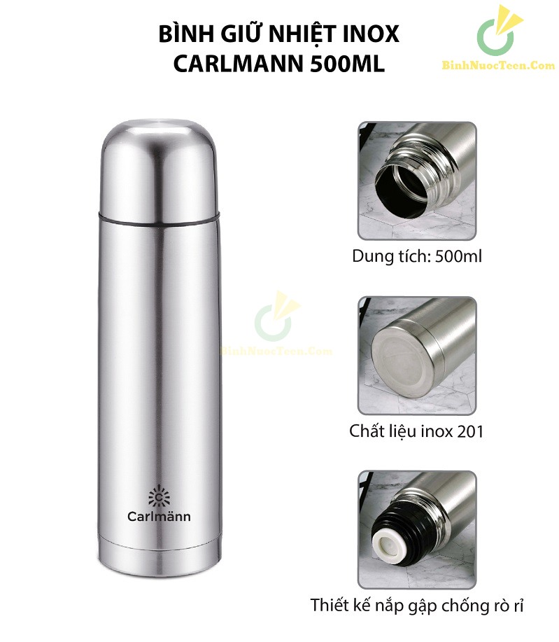 Bình Giữ Nhiệt 500ml Carlmann Inox - BES523 3