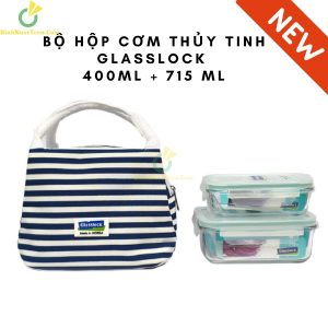 Bộ Hộp Cơm Thủy Tinh Glasslock 400ml + 715ml LUNCH40-71 Kèm Túi Giữ Nhiệt 1