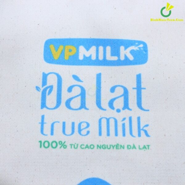 Túi Vải Canvas Dạng Hộp TVC06-3 In Logo Túi Sữa Ngon Đà Lạt Màu Trắng 5