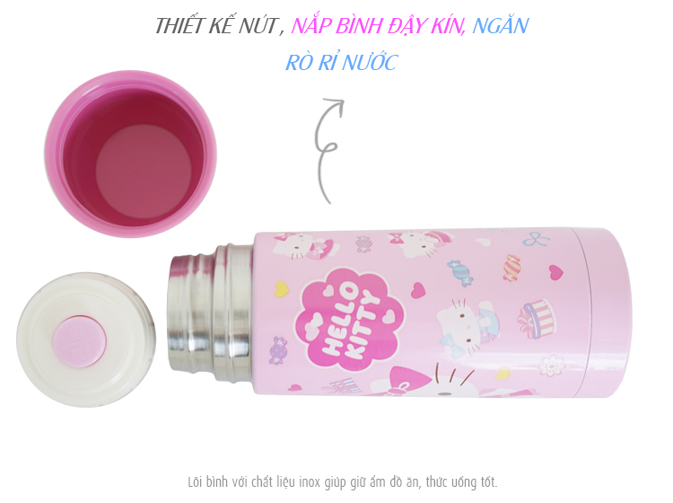 9. Bình Giữ Nhiệt Lock&Lock Hello Kitty Lovely Dot HKT302W (350ml)