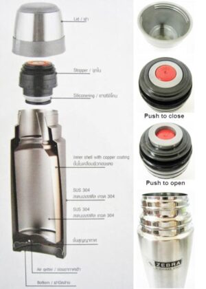Bình Giữ Nhiệt ZEBRA - 11295X Prima II 450ml-800ml-1000ml 3