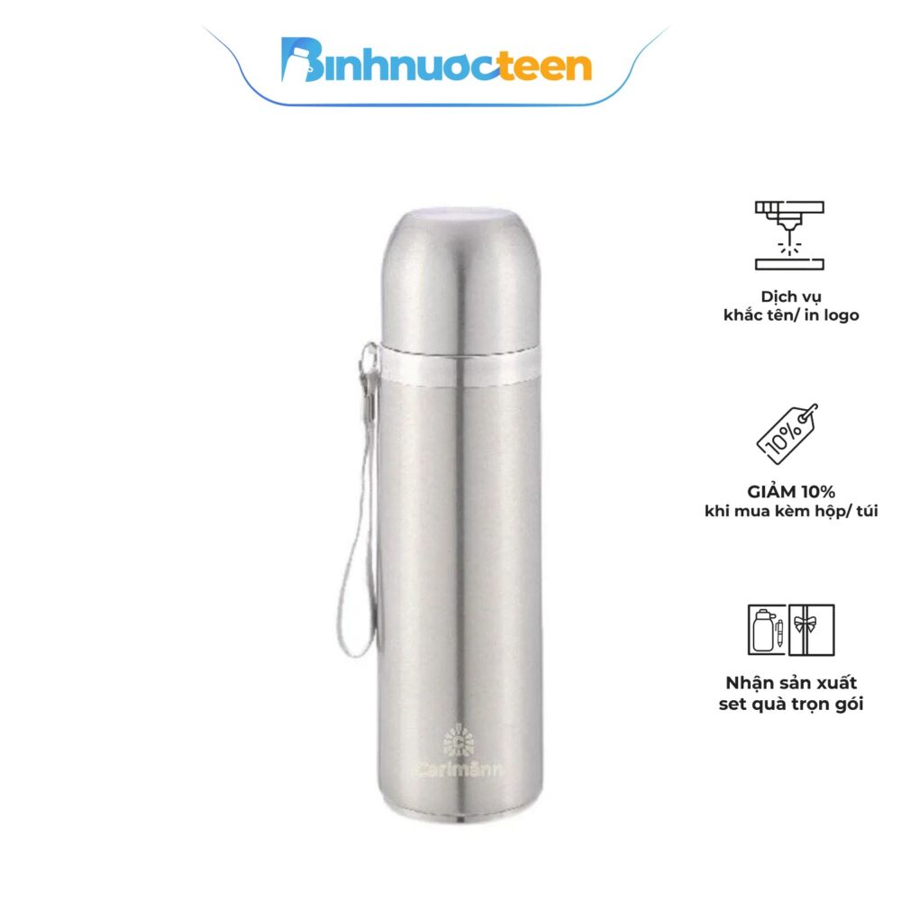 Bình Giữ Nhiệt Carlmann Nóng Lạnh Màu Inox - BES502