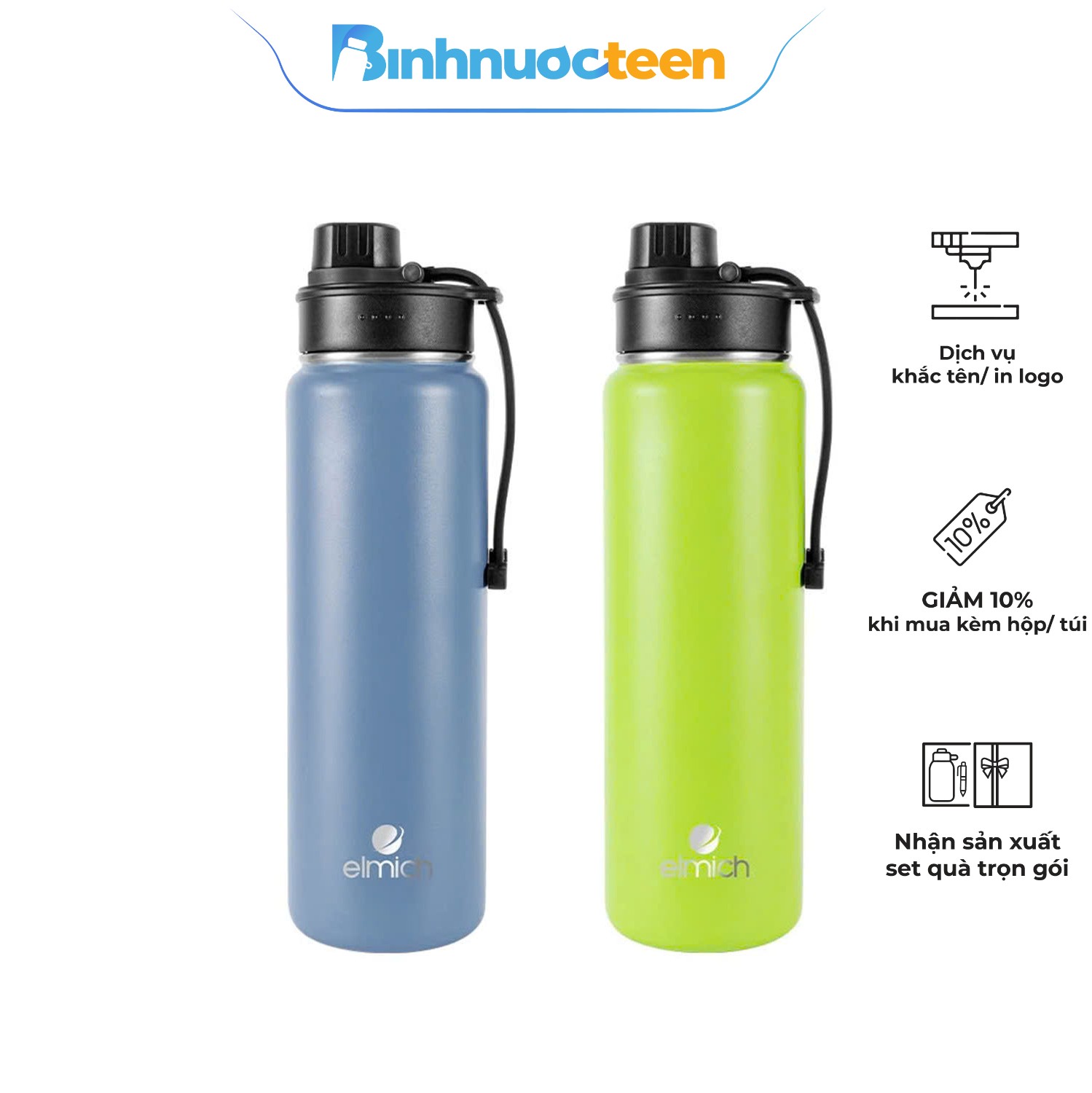 Bình Giữ Nhiệt Elmich 700ml EL-8292 Inox 304 Thể Thao
