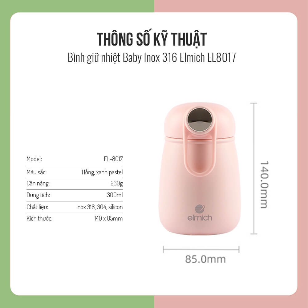 Bình giữ nhiệt Elmich 300ml EL8017 - Binhnuocteen.com