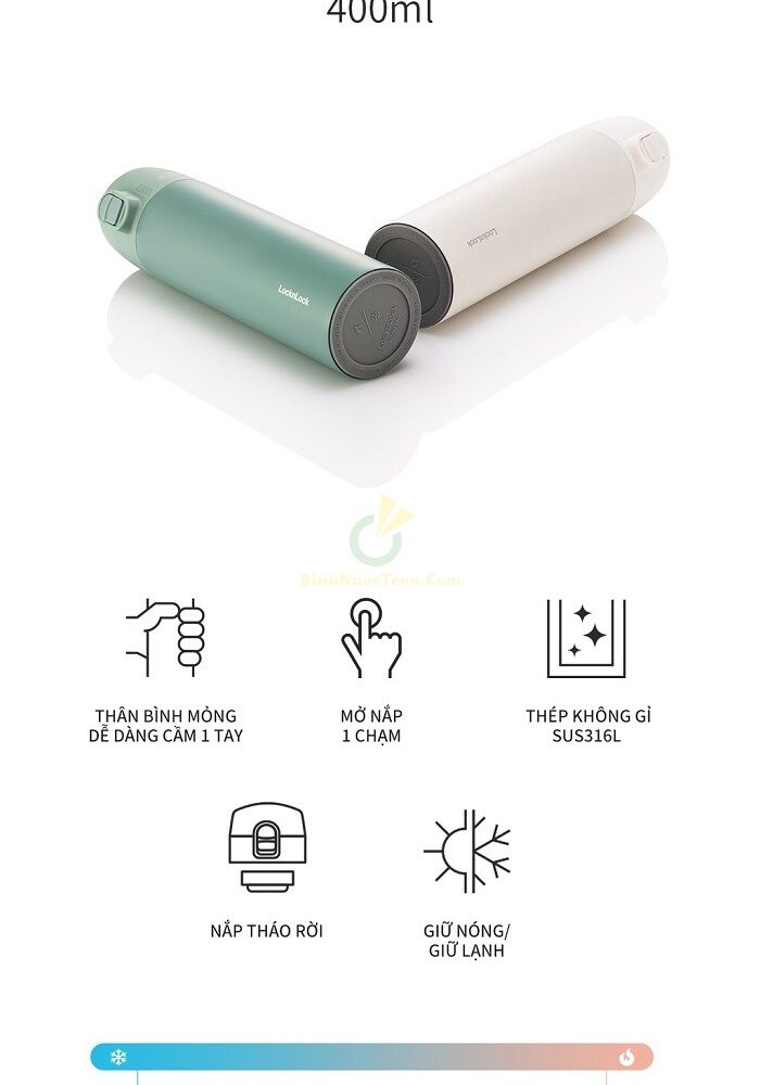 Bình Giữ Nhiệt Lock&Lock 400ml Slim Fit Onetouch - LHC3270 8