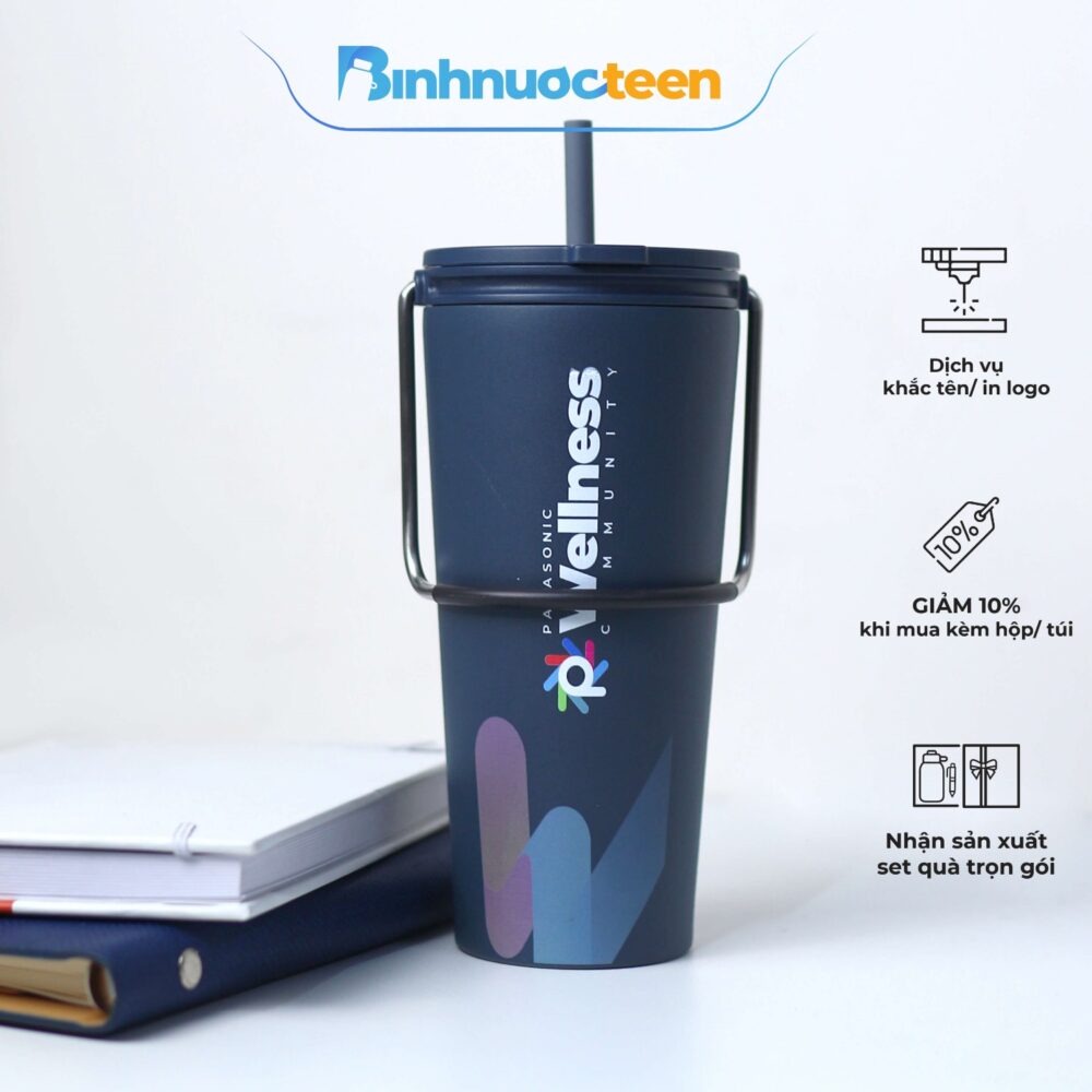 Bình Giữ Nhiệt LocknLock 540ml Bucket Tumbler With Straw LHC4268 Có Ống Hút