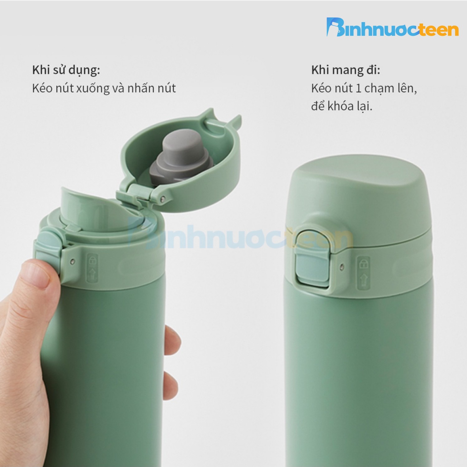 Bình Giữ Nhiệt LocknLock 400ml Slim Fit Onetouch LHC3270 - Binhnuocteen.com