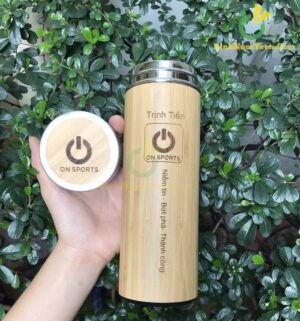Bình Giữ Nhiệt Vỏ Tre Khắc Tên, Logo