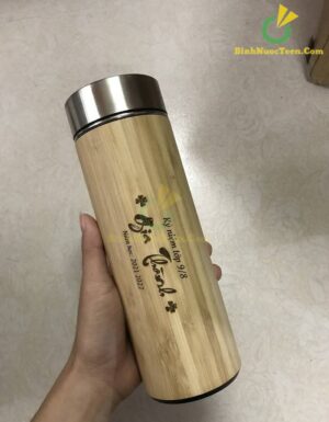 Bình Giữ Nhiệt Vỏ Tre Khắc Tên, Logo