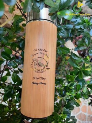Bình Giữ Nhiệt Vỏ Tre Khắc Tên, Khắc Logo