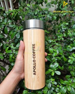Bình Giữ Nhiệt Vỏ Tre Khắc Tên, Khắc Logo