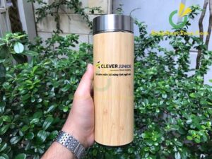 Bình Giữ Nhiệt Vỏ Tre Khắc Tên, Logo
