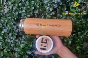 Bình Giữ Nhiệt Vỏ Tre Khắc Tên, Logo